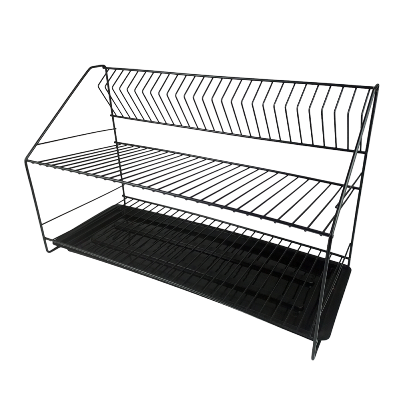 Сушка для посуду 2-ярусна Чорна Ребро