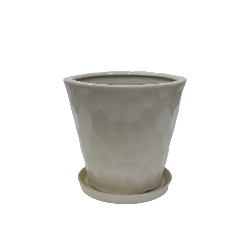 Горщик керамічний КООП Рокс h-27 см Кремовий 0137 - Бузковий