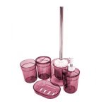 Набір аксесуарів для ванної 5 пр Eco Fabric Moon Прозорий Бордовий TRL-1252-ТМ - Лаванда