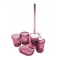 Набір аксесуарів для ванної 5 пр Eco Fabric Moon Прозорий Бордовий TRL-1252-ТМ