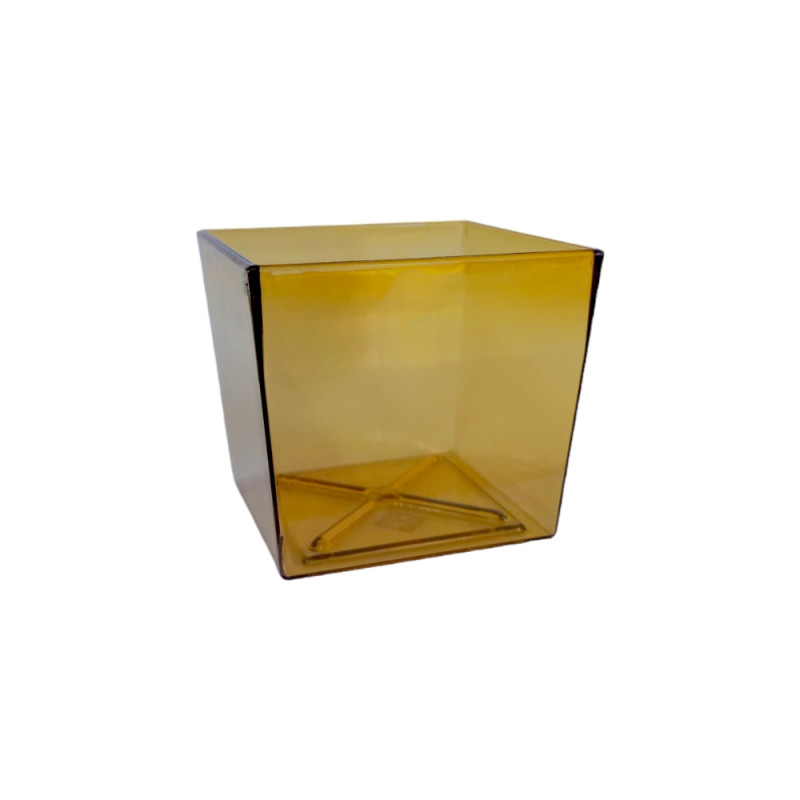 Горщик для міні-орхідей, кактусів Квадрат Прозорий 9 см - Лосось