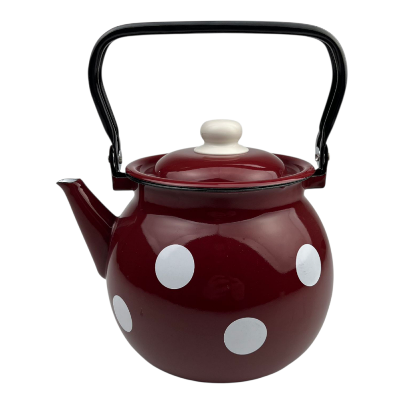 Чайник сферичний Idilia 3,5 л 27130/4 Білий горох бордо 43347 - Голубий