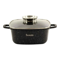 Кастрюля квадратная 6,5 л Zauberg Черный Мрамор 1228-BL