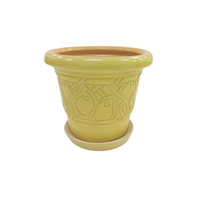 Горщик керамічний КООП Пальмовка Метелик Лимонний 11 см 0104