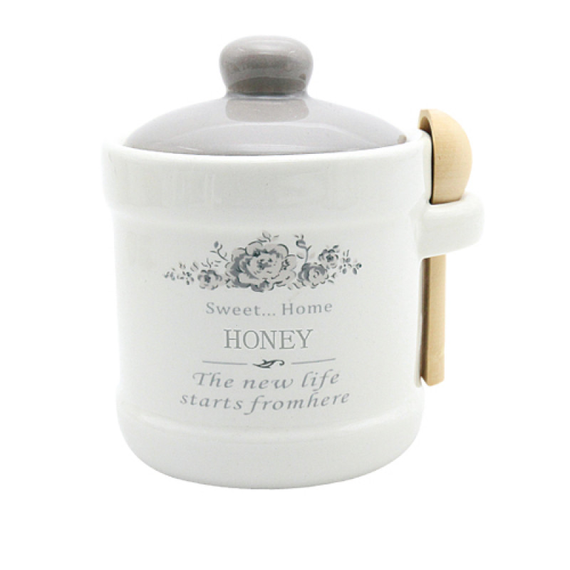 Банка для меду з ложкою SNT 450 мл Розарій 700-04-11  - Бежевий