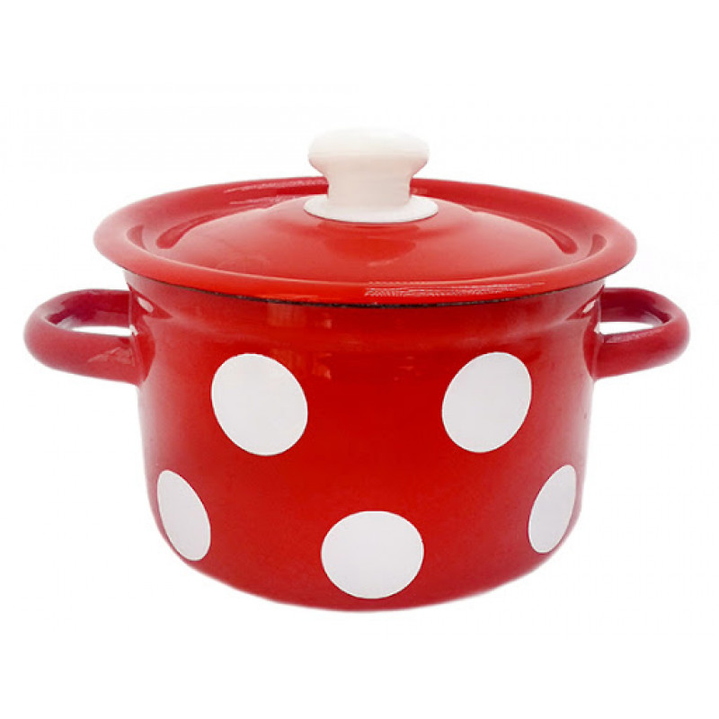 Каструля Idilia 3 л 1612/4 Білий горох Червоний 39335 - Металік