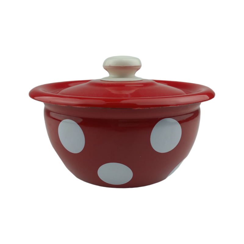 Салатник з кришкою Idilia 1,5 л 2608/4 Білий горох червоний 40091 - Жовтий