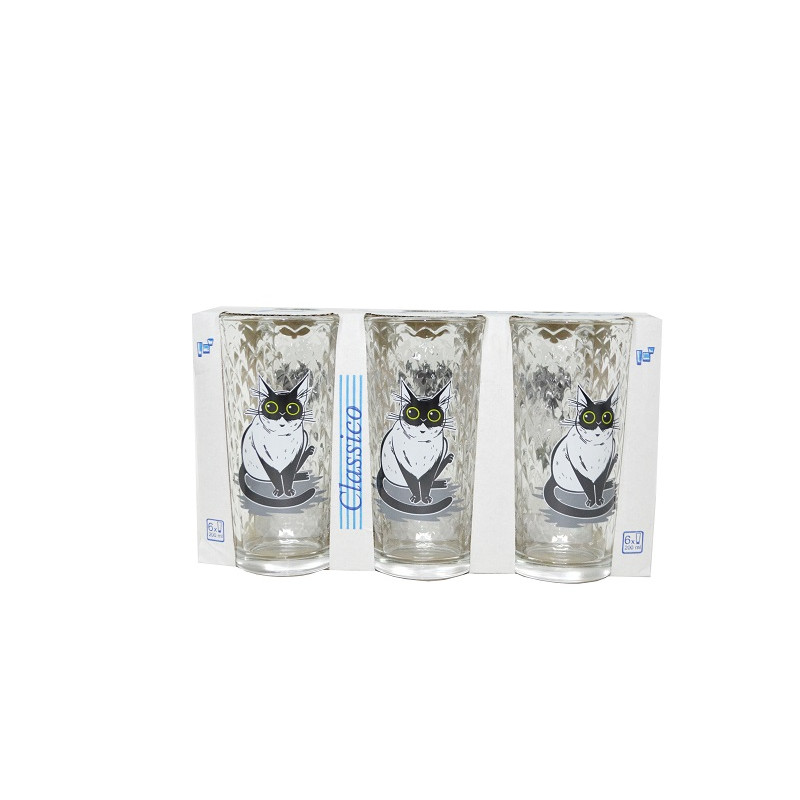 Набір стаканів ГСП Смішний Кіт 6 шт 200 мл 86004053  - Червоний