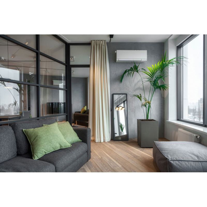 Горщик терасний Ламела Каро ЕКО Recycled Бетон 40*40*60 см 992 - Графіт