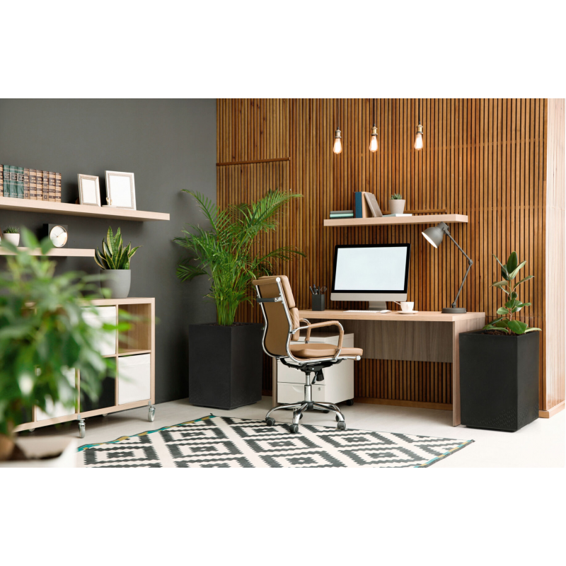 Горщик терасний Ламела Каро ЕКО Recycled Бетон 40*40*60 см 992 - Графіт