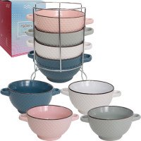 Набір 4 миски з ручками на стійці SNT Dots 680 мл 054-04-08