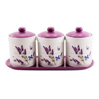 Набір банок для сипучих Interos 3 пр 500 мл Лаванда ZFC048 LV