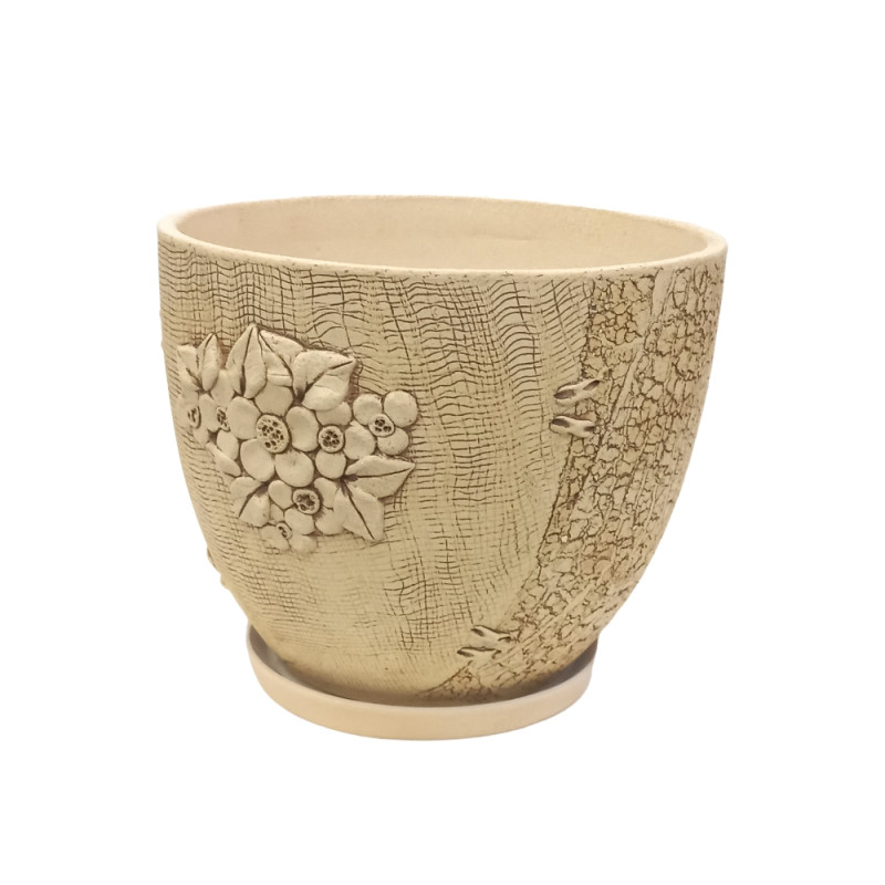 Горщик КООП Варбург Шамот h-25 см Квіти 0025 - Зелений Прозорий