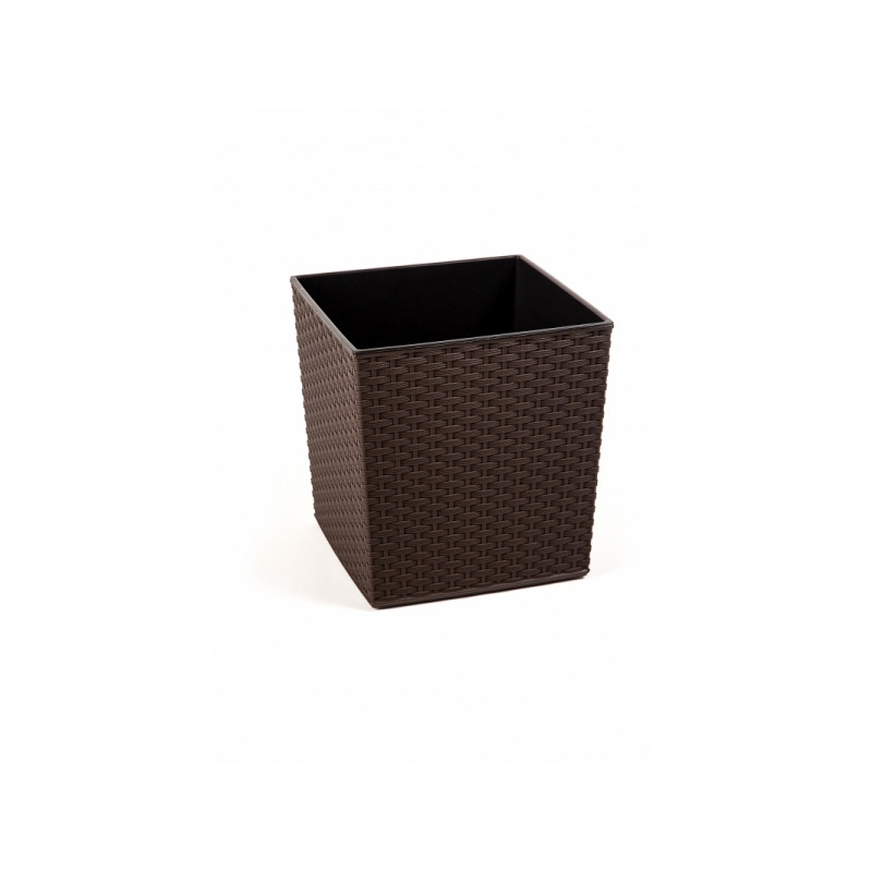 Горщик терасний Ламела Юка Ротанг 25 см з вкладом 595 - Білий