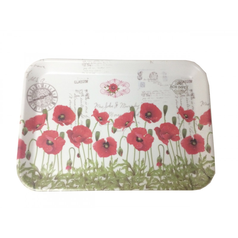 Піднос Вг-Мікс 39,5*29*2,3 см Маки 156224  - Білий