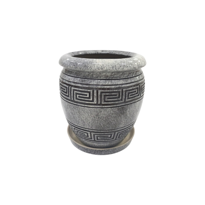 Горщик керамічний КООП Терра Лабіринт Сірий Глянець 35 см 0036 - Соняшник