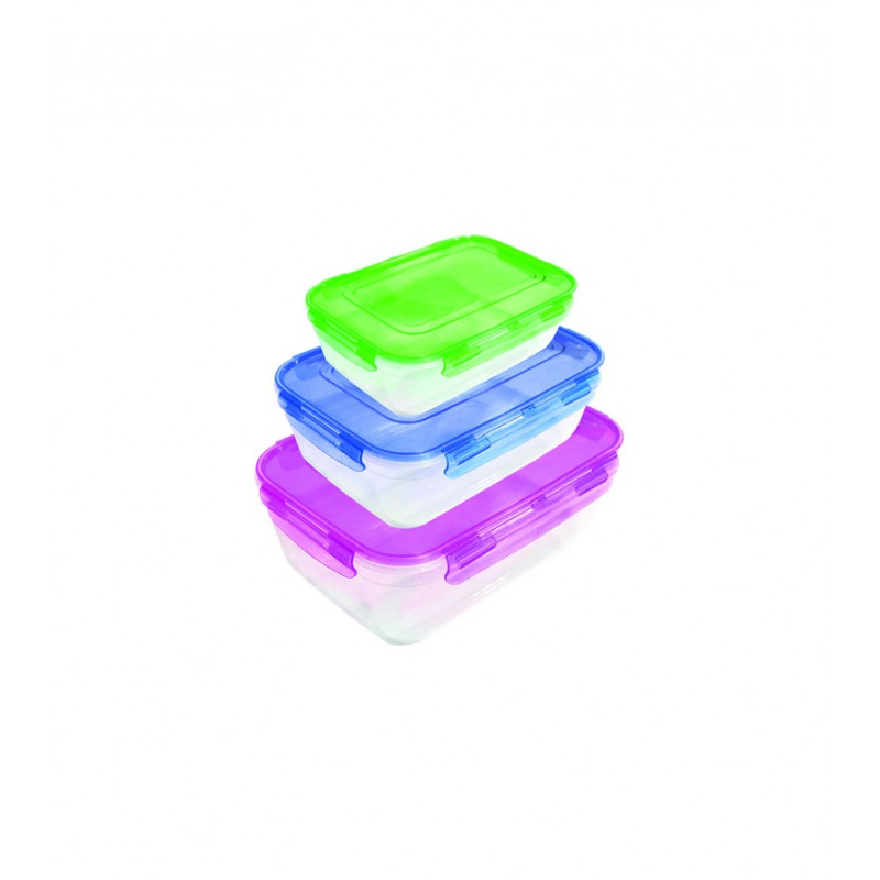 Набір контейнерів герметичних StarsPlast з кольоровою кришкою 3 шт 0,4*0,8*1,4 л 94086 - Латте