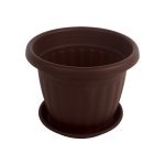 Горщик для квітів IL-PE Круглий 23/19 см з підставкою  - Білий/Білий