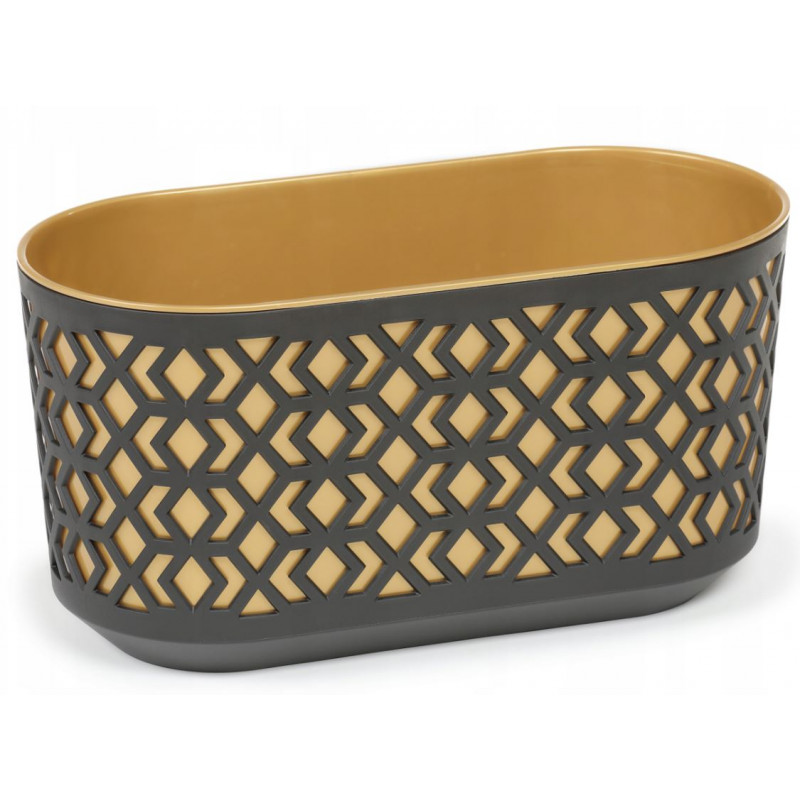 Горщик для квітів із вкладом Ламела Ацтек 40 см овальний 794  - Білий/М’ятний