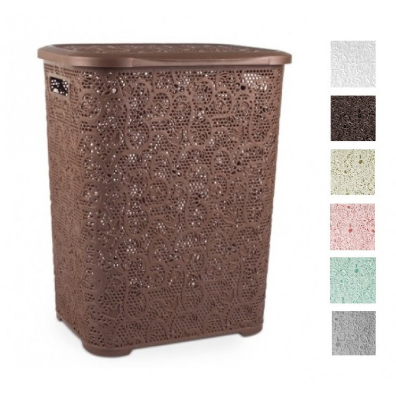 Кошик для білизни вертикальний Tuppex Мереживо 45 л TP-8006 - Кремовий