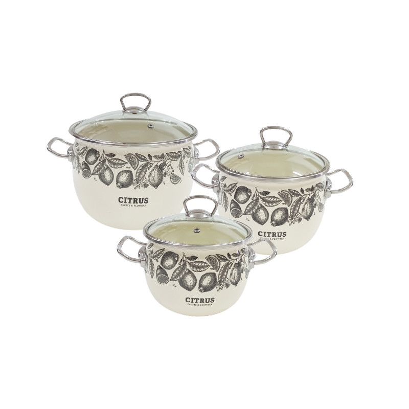 Набір каструль Idilia №1600 Цитрус молочний 43264 - Гірчичний
