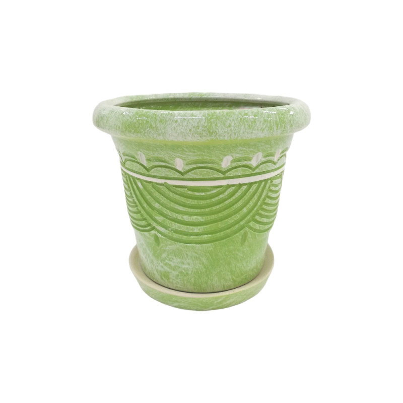 Набір горщиків КООП Пальмовка 2 пр h-17/11 см Півколо Зелений Мармур 0104 - Салатовий