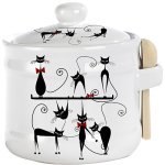 Банка для меду з ложкою SNT 420 мл Чорна кішка з дерев*яною ложкою 2370-12 - Бежевий