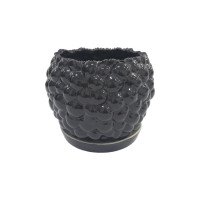 Горщик КООП Бабл 16 см Чорний глянець