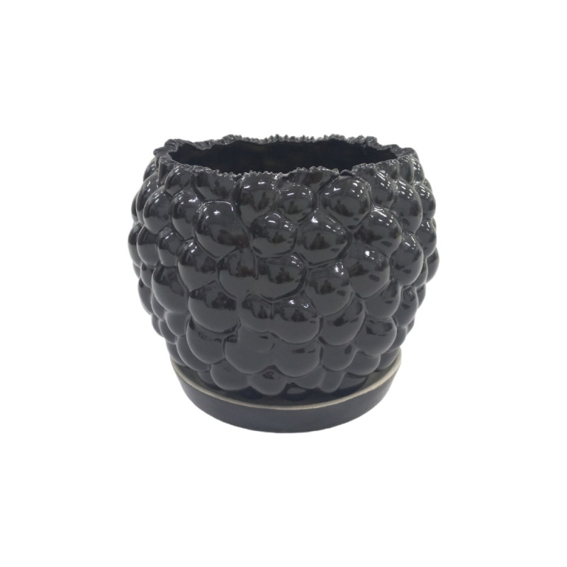 Горщик КООП Бабл 16 см Чорний глянець - Red