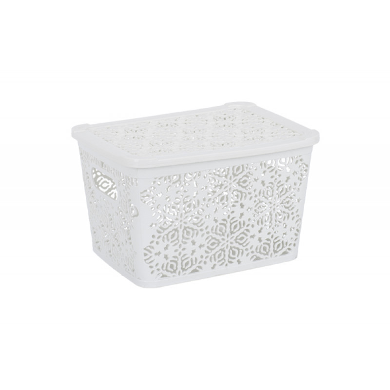 Кошик з кришкою Violet House Ажур №2 7 л 0402 - Кремовий