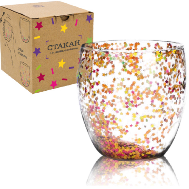 Стакан з подвійною стінкою SNT 240 мл Зірка - Сірий/Білий