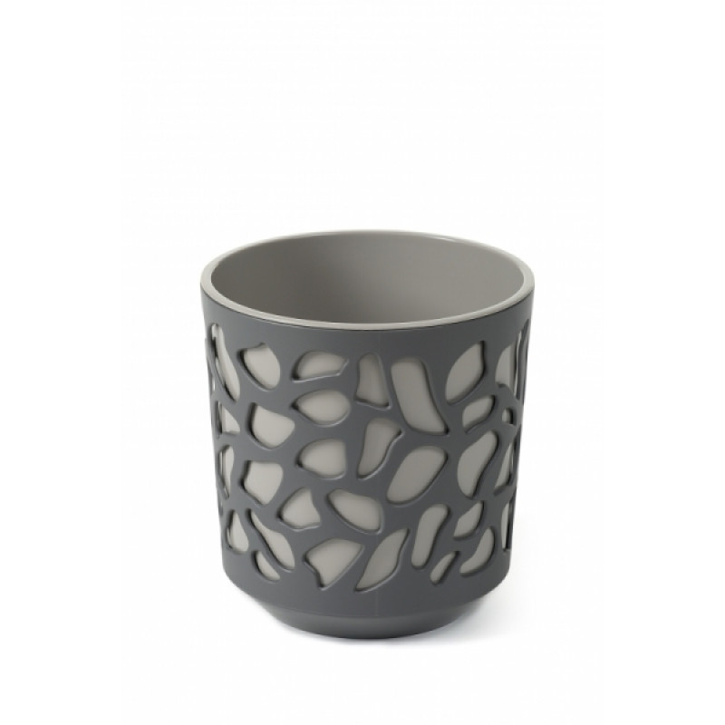 Горщик для квітів із вкладом Ламела Дует 19 см 761 - Кремовий/Антрацит