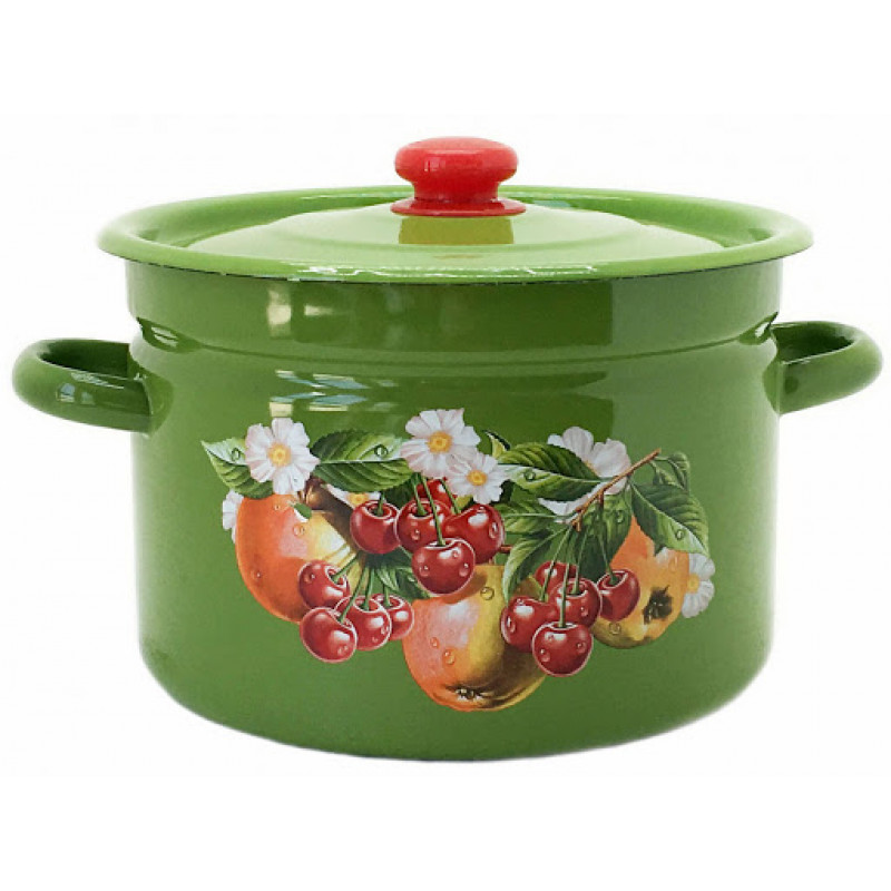 Каструля Idilia 7 л 1620/4 Яблука та вишня Зелені 39289 - White