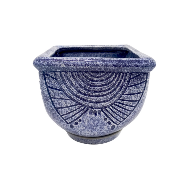 Горщик керамічний КООП Голандія Півколо Синій Мармур 11 см 0085 - Зелений лісовий