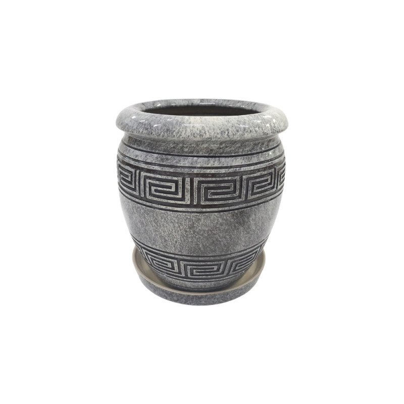 Горщик керамічний КООП Терра Лабіринт Сірий Глянець 22 см 0036 - Квіти