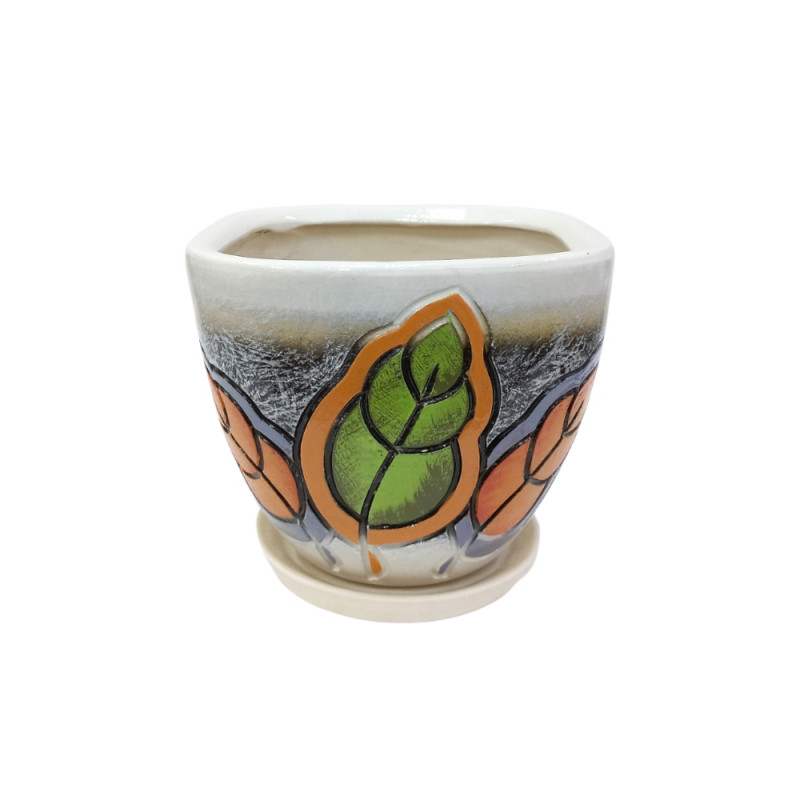 Набір горщиків КООП Сицилія 4 пр h-21/17/15/13 см Листок Осінь 0001 - Синій (Джинс)