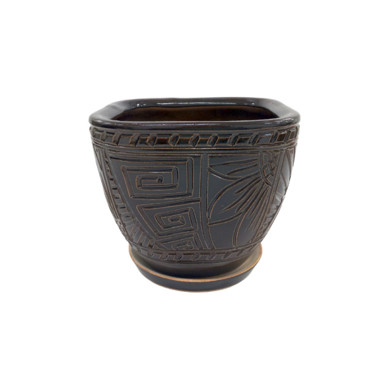 Горщик керамічний КООП Сицилія Лабіринт Ретро 17 см 0001 - Баклажан