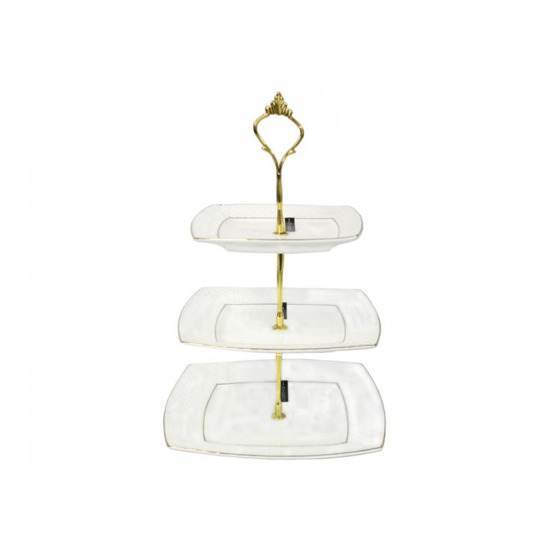 Фруктовниця фарфор Interos 3-ярусна 6,5/8/9 Снігова Королева 0128-А