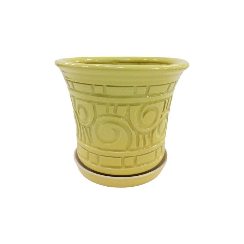 Горщик керамічний КООП Жасмин Завиток Лимонний 17 см 0084