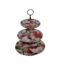 Фруктовница стеклянная Lumines 3-ярусная 6/8/10 Магнолия S3000T/S3/ Q005