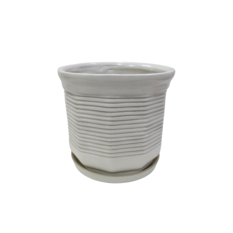 Набір горщиків КООП Кіто 4 пр h-22/17/12/9 см Ребро Білий 0078 - Помаранчевий