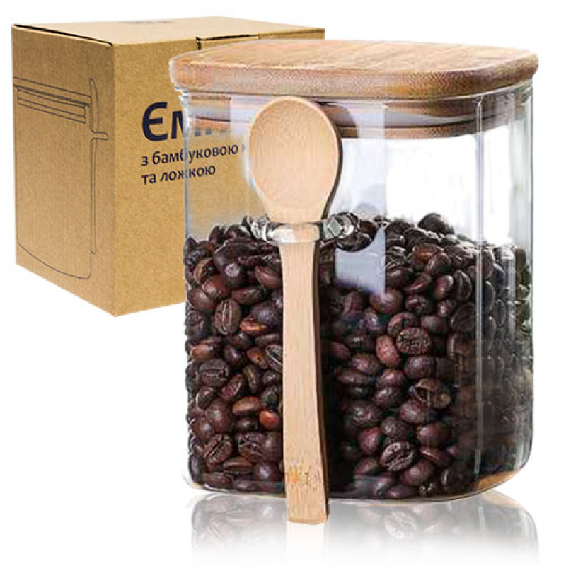 Ємність SNT з бамбуковою кришкою та ложкою 800 мл 32244 - Салатовий