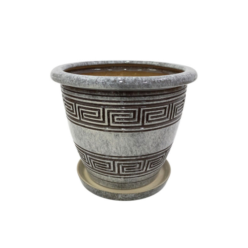 Набір горщиків КООП Квітка 5 пр h-23/19/15/13/9 см Лабіринт Сірий 0007 - Чорний Бетон