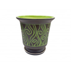 Горщик керамічний КООП Дзвін Завиток Зелений/Графіт 24 см 0063
