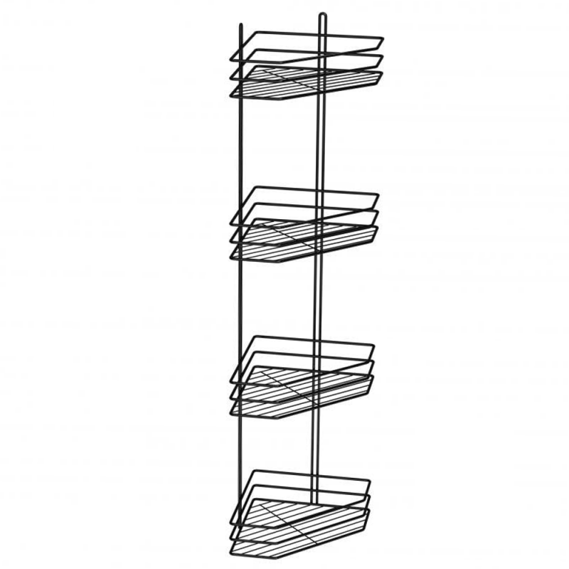 Поличка 4-ярусна кутова Чорна Ребро