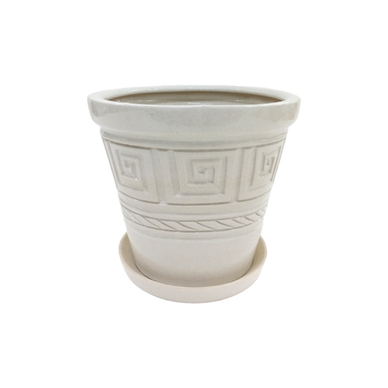 Горщик керамічний КООП Туя Лабіринт Білий 12 см 0068 - Білий/сірий