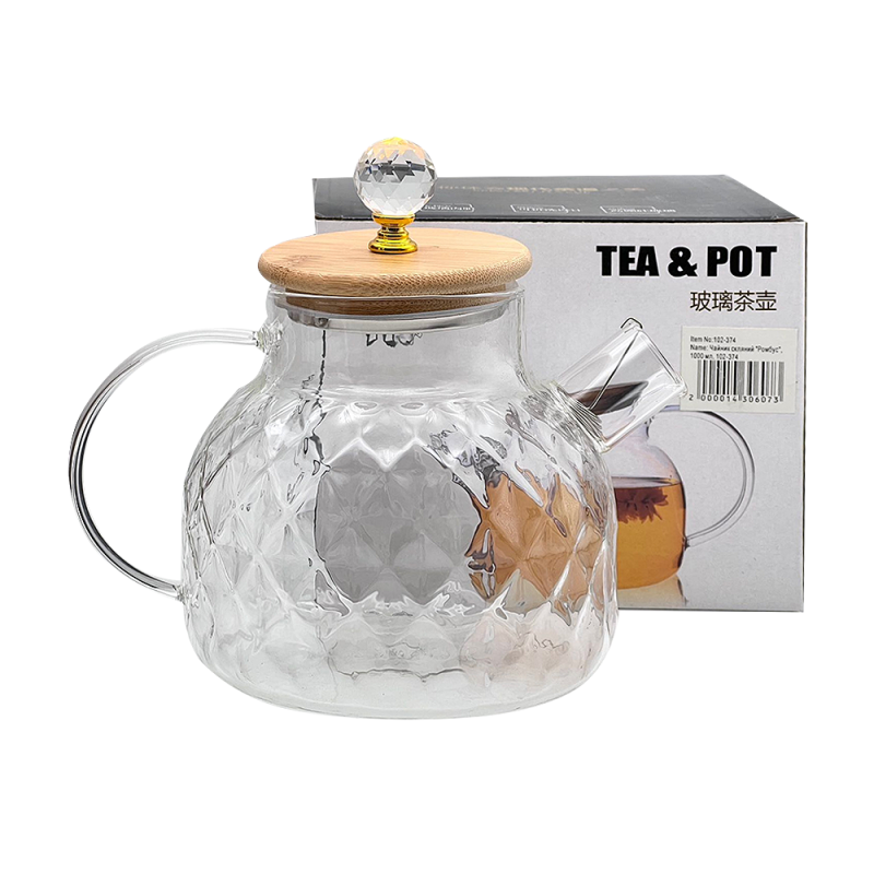 Чайник заварник з бамбуковою кришкою SNT LINES 1000 мл 767-5 - Капучіно