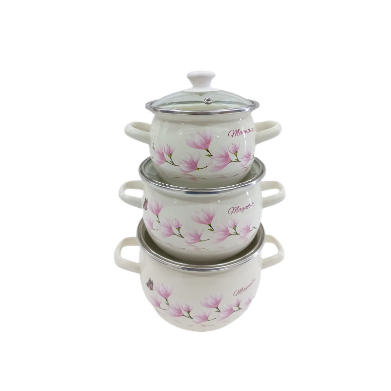 Набір каструль Idilia №6928 Магнолія 42117 - Білий мармур
