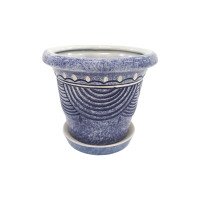 Горщик керамічний КООП Пальмовка Півколо Синій Мармур 14 см 0104