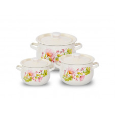 Набір каструль Idilia №792 Квіткова Вуаль молочний 43456